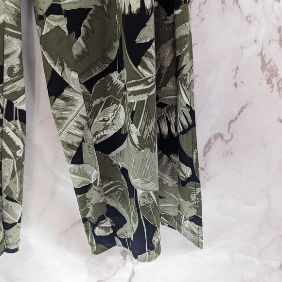 GILI Pants Womens XL P Green Wide Leg Palazzo Resort Hawaiian Floral Botanical - Picture 4 of 14